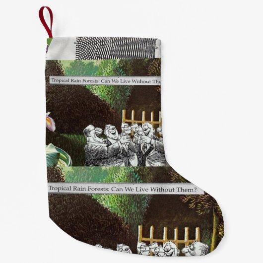 政治おもしろい的なジョークの森の気候変動の風刺 スモールクリスマスストッキング (正面)