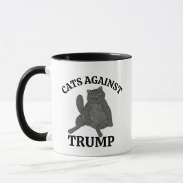 政治おもしろい的な猫のアンチトランプのコーヒーギフトパパママ マグカップ