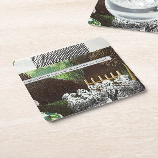 政治おもしろい的な風刺のジョーク森林気候変動 スクエアペーパーコースター (アングル)