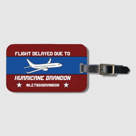 政治おもしろい的にハリケーン「バイデン氏の歩き回り」 ラゲッジタグ (正面横)