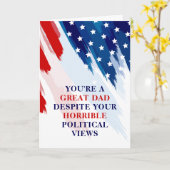 政治おもしろい的スターとストライプパパ父の日 カード (黄色い花)