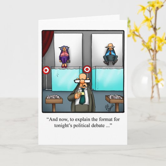 政治おもしろい的ユーモアの挨拶状 カード (黄色い花)