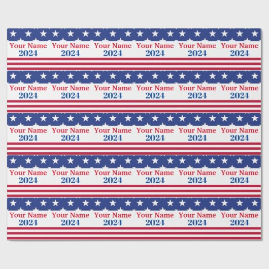 政治おもしろい的2024年アメリカ国旗の愛国心 ラッピングペーパー (フラット)