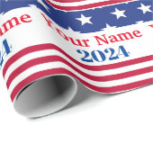 政治おもしろい的2024年アメリカ国旗の愛国心 ラッピングペーパー (ロールコーナー)