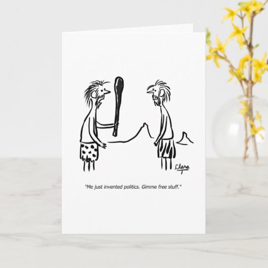 政治および穴居人の挨拶状 カード (黄色い花)