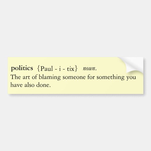 政治によって定義されるバンパーステッカー バンパーステッカー (正面)