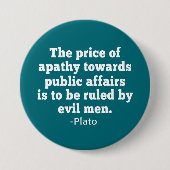 政治に対する無関心のプラトン引用文 缶バッジ (正面)