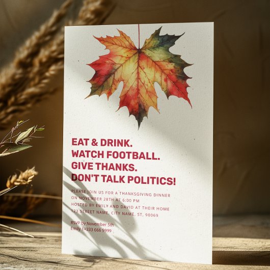 政治の話をしない文字基地サンクスギビング招待状 招待状