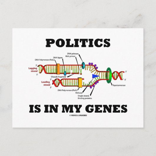 政治は私の遺伝子のDNAユーモアにある ポストカード (正面)