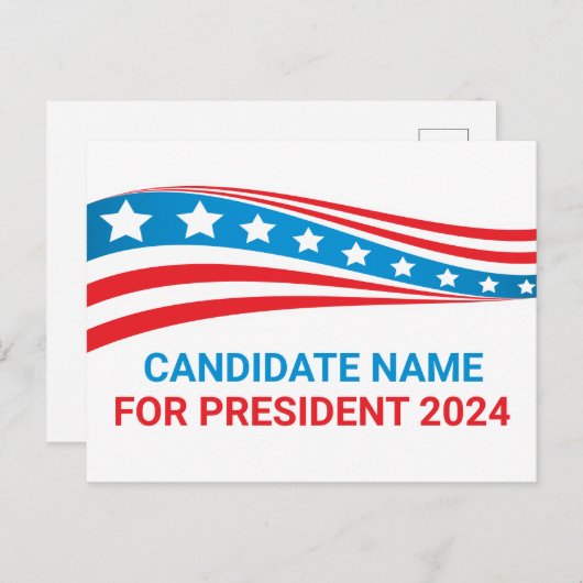政治カスタム運動アメリカ国旗のテンプレート ポストカード (正面/裏面)