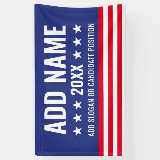 政治カスタム運動ギア赤白青 横断幕 (縦)