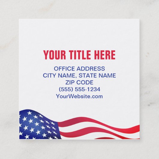 政治カスタム運動テンプレート名刺 スクエア名刺 (裏面)