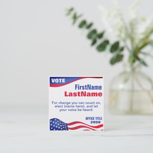 政治カスタム運動テンプレート名刺 スクエア名刺 (スタンド正面)