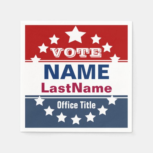 政治カスタム選挙運動テンプレート スタンダードカクテルナプキン (正面)