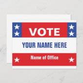 政治キャンペーン名、赤白青、星 ポストカード (正面/裏面)