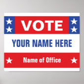 政治キャンペーン投票赤白青、星 ポスター (正面)