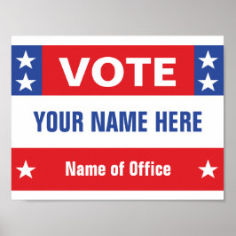 政治キャンペーン投票赤白青、星 ポスター