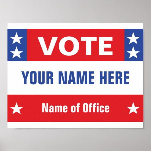政治キャンペーン投票赤白青、星 ポスター (正面)
