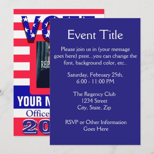 政治キャンペーン投票 招待状 (正面/裏面)