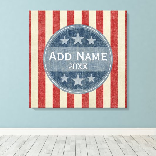 政治キャンペーン – ヴィンテージの星とストライプ キャンバスプリント (インサイチュ (ウッドフロア))