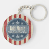 政治キャンペーン – ヴィンテージの星とストライプ キーホルダー (裏面)