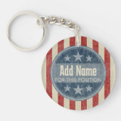 政治キャンペーン – ヴィンテージの星とストライプ キーホルダー (正面)