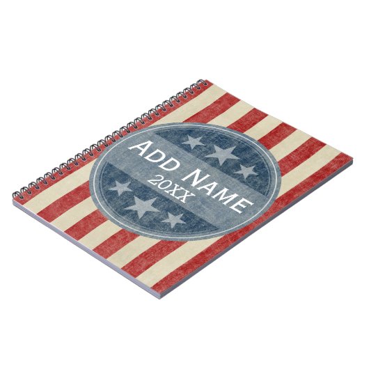 政治キャンペーン – ヴィンテージの星とストライプ ノートブック (左側)