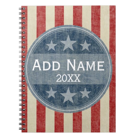 政治キャンペーン – ヴィンテージの星とストライプ ノートブック (正面)