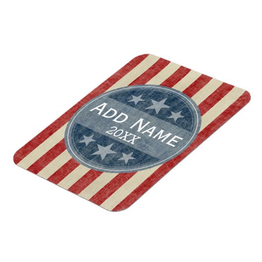 政治キャンペーン – ヴィンテージの星とストライプ マグネット (左側)