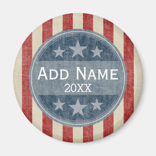 政治キャンペーン – ヴィンテージの星とストライプ マグネット (正面)