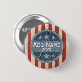 政治キャンペーン – ヴィンテージの星とストライプ 缶バッジ (正面&裏面)