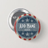 政治キャンペーン – ヴィンテージの星とストライプ 缶バッジ (正面&裏面)