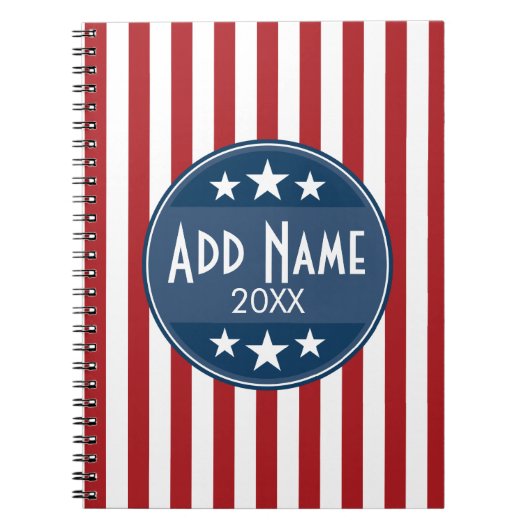 政治キャンペーン – 愛国的なスターとストライプ ノートブック (正面)