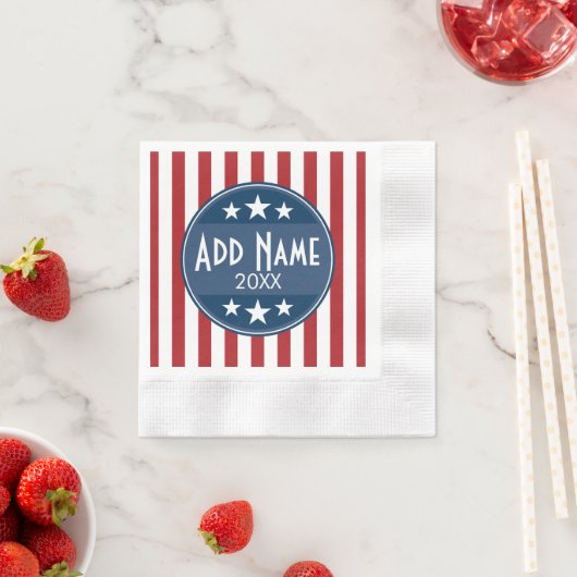 政治キャンペーン – 愛国的なスターとストライプ 縁ありカクテルナプキン (インサイチュ)