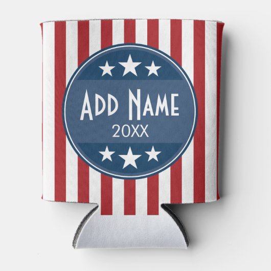 政治キャンペーン – 愛国的なスターとストライプ 缶クーラー (正面)