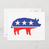 政治パーティー豚マスコット ポストカード (正面/裏面)