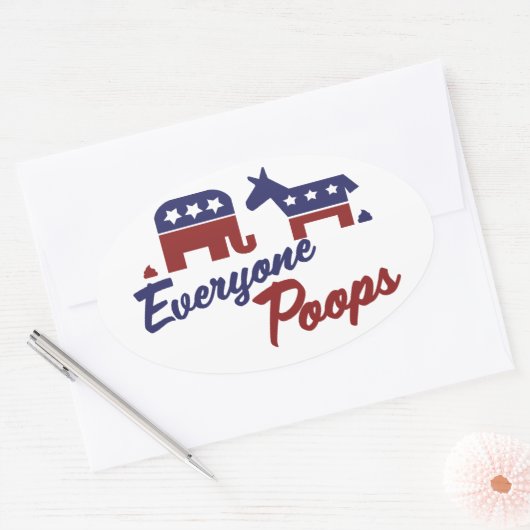 政治ユーモアすべてのウンチ 楕円形シール (封筒)