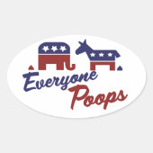 政治ユーモアすべてのウンチ 楕円形シール (正面)