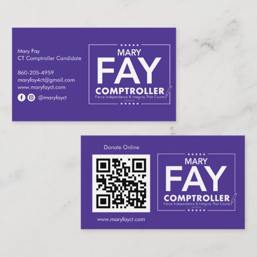 政治候補者ロゴQRコードソーシャルメディア 名刺 (正面/裏面)