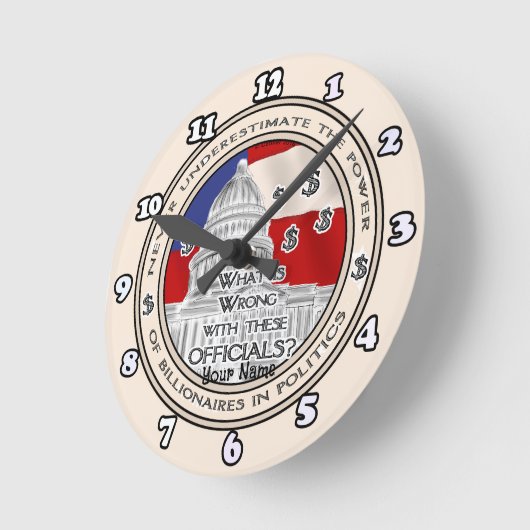 政治億万長者の時計 ラウンド壁時計 (傾斜)
