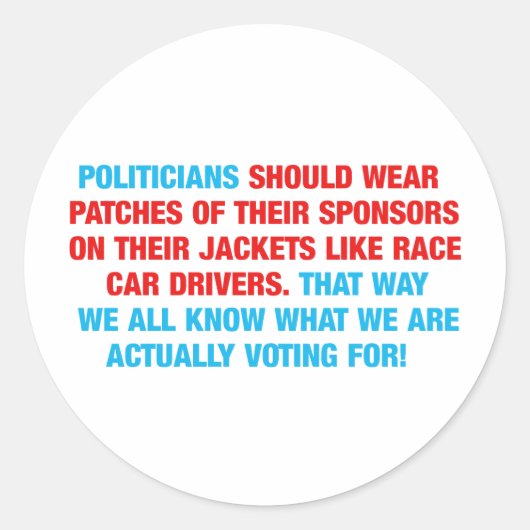 政治家が衣服のスポンサーになるパッチ ラウンドシール (正面)