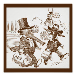 政治漫画USA c.1920ゾウ&ドンキー ポスター