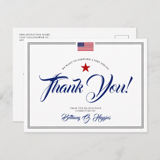 政治献金 |愛国心をテーマにした感謝 ポストカード (正面/裏面)