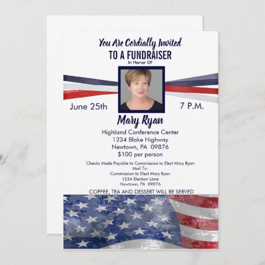 政治的な資金集め招待状と写真 招待状 (正面/裏面)