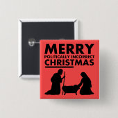政治的にメリー不正なクリスマスボタンバッジ 缶バッジ (正面&裏面)