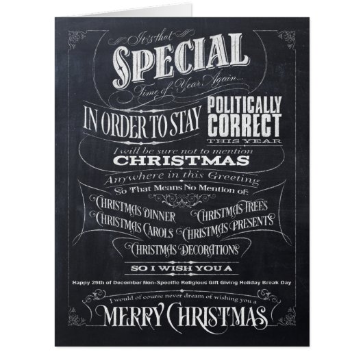 政治的に正しい黒板クリスマスを目が覚めた – 私 (正面)