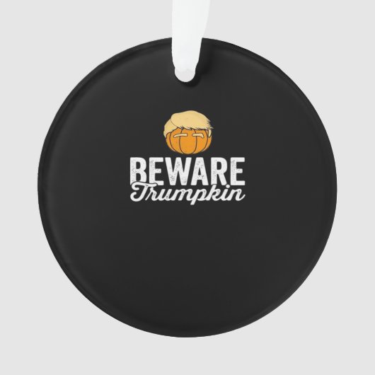政治的ハロウィンおもしろいのトランプキンに注意 オーナメント (正面)