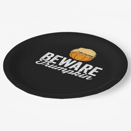 政治的ハロウィンおもしろいのトランプキンに注意 ペーパープレート (アングル)