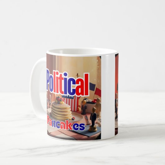 政治的パンケーキのマグカップ コーヒーマグカップ (正面左)