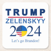 政治的風刺を切り詰める スクエアペーパーコースター (正面)